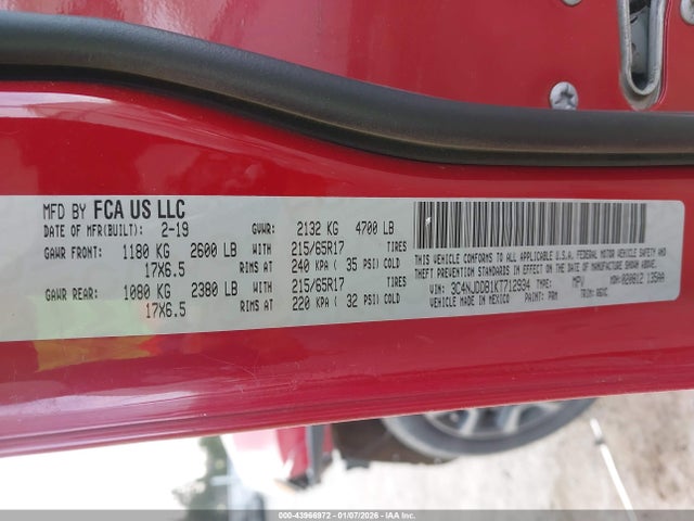 43966972 :رقم المزاد ، 3C4NJDDB1KT712934 vin ، 2019 Jeep Compass Trailhawk 4x4 مزاد بيع