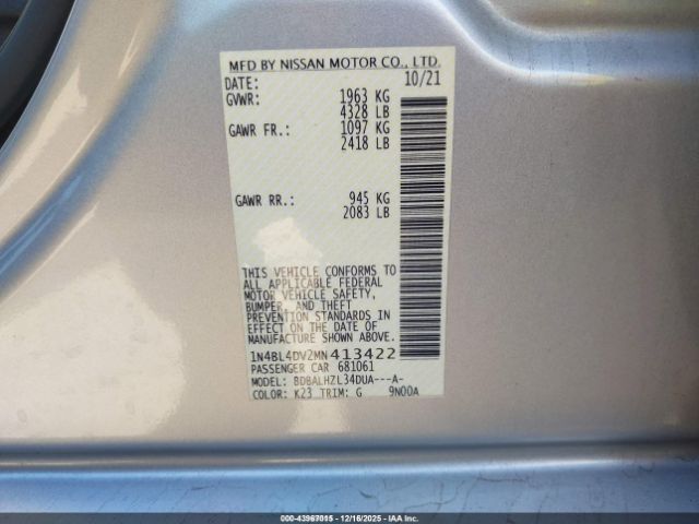 2021 NISSAN ALTIMA 1N4BL4DV2MN413422 Photo 8