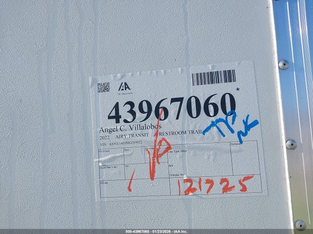 Aukcja sprzedaży 2022 Airy Transit Restroom Trailer, vin: 4A91E1423MG209022, numer aukcji: 43967060