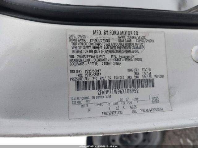 2006 FORD CROWN VICTORIA 2FAHP71W96X108952 Photo 8