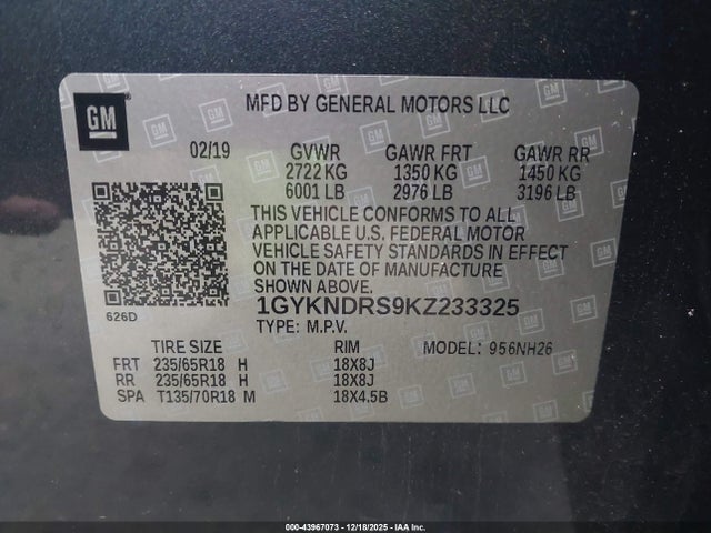 2019 CADILLAC XT5 1GYKNDRS9KZ233325 Photo 8