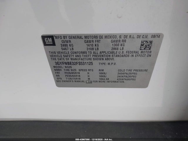 2015 CADILLAC SRX 3GYFNBE32FS531125 Photo 8