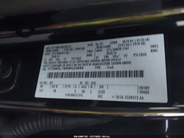 2024 FORD F-150 LIGHTNING 1FT6W5L78RWG20684 Photo 8