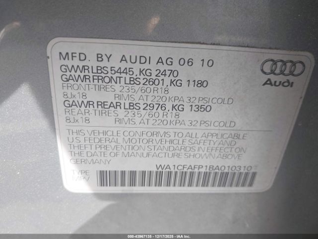 2011 AUDI Q5 WA1CFAFP1BA010310 Photo 8