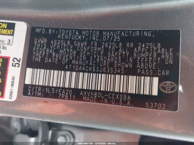 Toyota CAMRY SE 2025 4T1DAACK6SU635345 Image 9