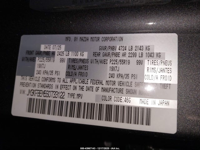 Mazda Cx-5 2.5 S Premium Plus 2025 JM3KFBEM5S0733122 Image 9