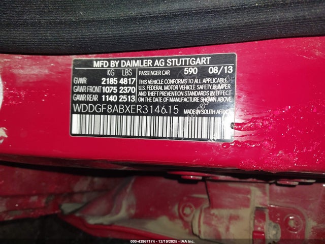 2014 Mercedes-benz C 300 Sport 4matic მანქანა იყიდება აუქციონზე, vin: WDDGF8ABXER314615, აუქციონის ნომერი: 43967174