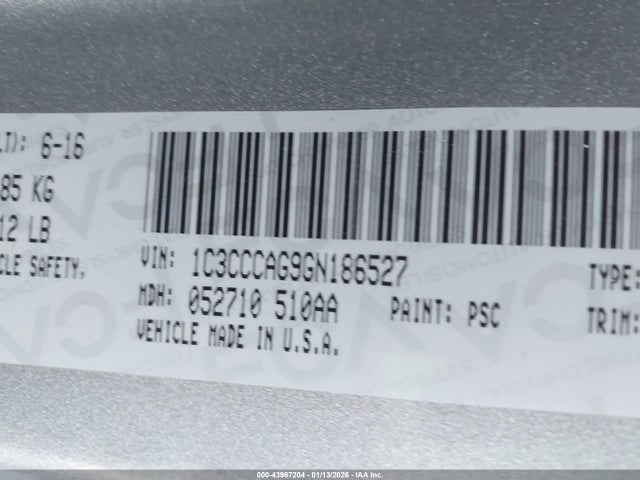 Aukcja sprzedaży 2016 Chrysler 200 Limited, vin: 1C3CCCAG9GN186527, numer aukcji: 43967204
