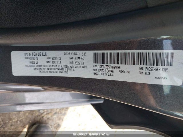 1C3CCCBB5FN664069 Chrysler 200 S