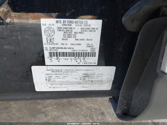 2020 LINCOLN NAUTILUS 2LMPJ8K90LBL12814 Photo 8