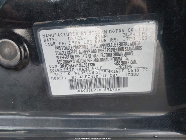 Nissan Versa Sv Xtronic Cvt 2021 3N1CN8EV1ML891736 Image 9