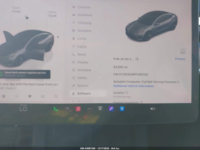 2023 Tesla Model 3 Rear-wheel Drive მანქანა იყიდება აუქციონზე, vin: 5YJ3E1EA8PF395322, აუქციონის ნომერი: 43967389