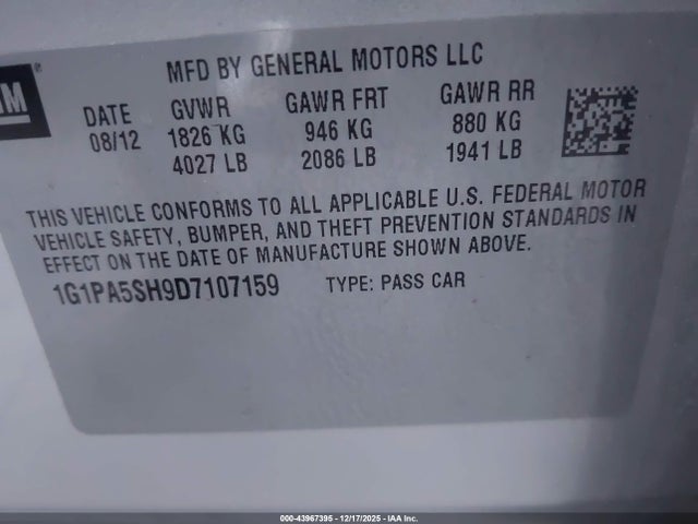 2013 CHEVROLET CRUZE 1G1PA5SH9D7107159 Photo 8