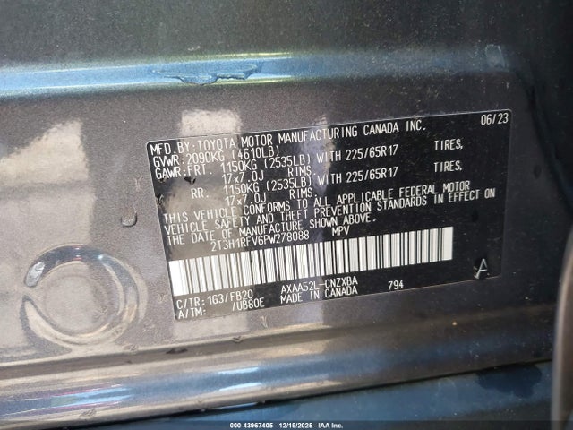 Продаж на аукціоні авто 2023 Toyota Rav4 Le, vin: 2T3H1RFV6PW278088, номер лоту: 43967405