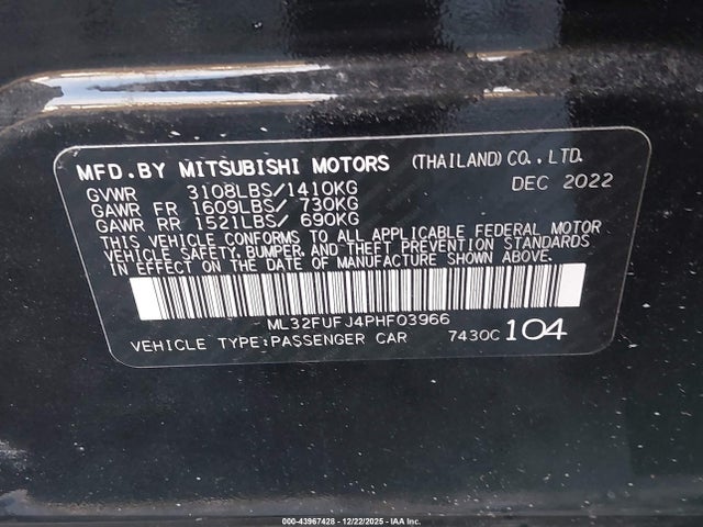 2023 MITSUBISHI MIRAGE G4 ML32FUFJ4PHF03966 Photo 8