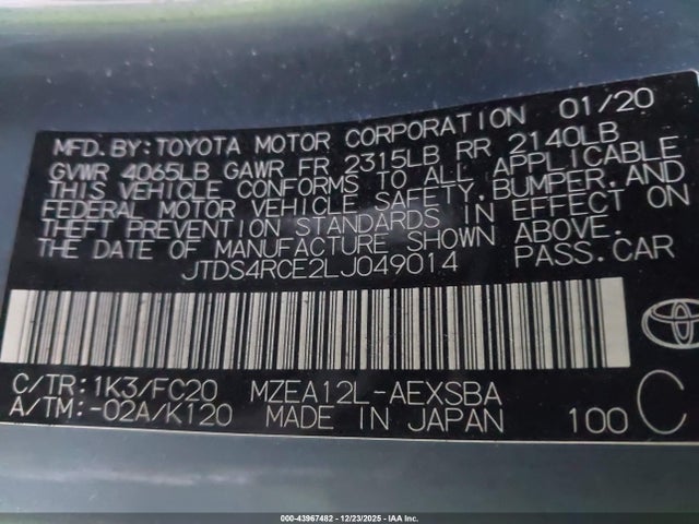 Toyota COROLLA SE 2020 JTDS4RCE2LJ049014 Image 9