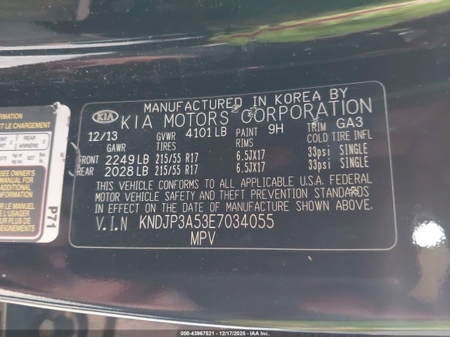 KIA SOUL + 2014 KNDJP3A53E7034055 Image 9