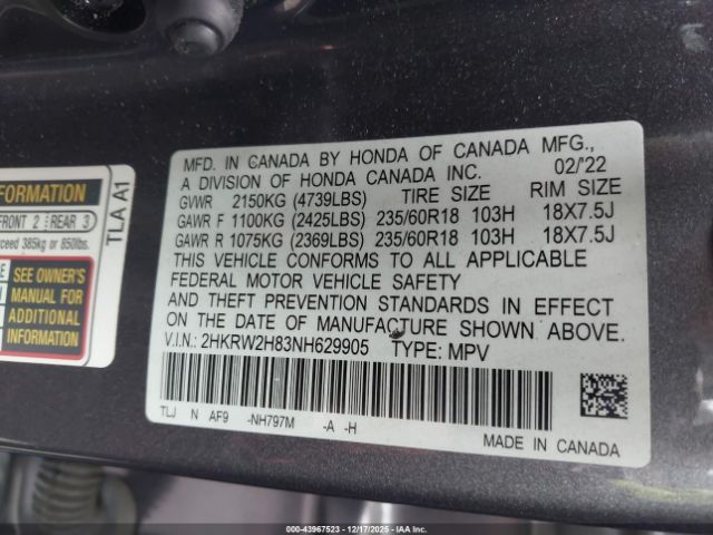 2022 HONDA CR-V 2HKRW2H83NH629905 Photo 8