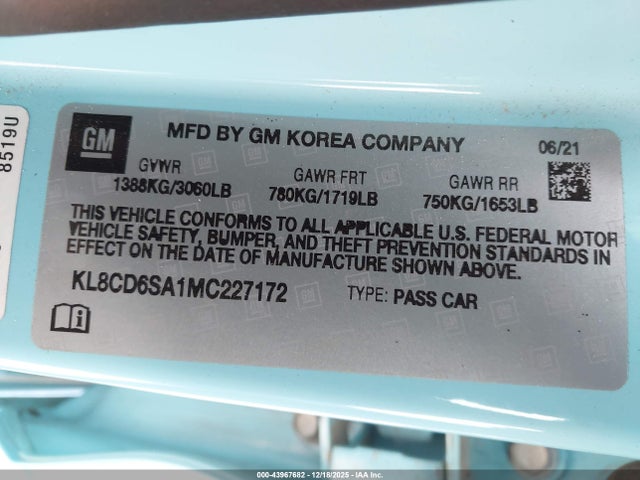 Chevrolet Spark Fwd 1lt Automatic 2021 KL8CD6SA1MC227172 Image 9