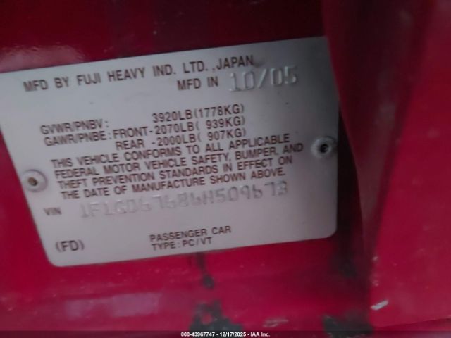 2006 SUBARU IMPREZA JF1GD67686H509673 Photo 8