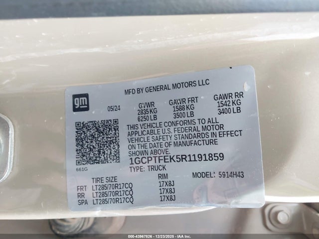 1GCPTFEK5R1191859 Chevrolet Colorado 4wd Zr2