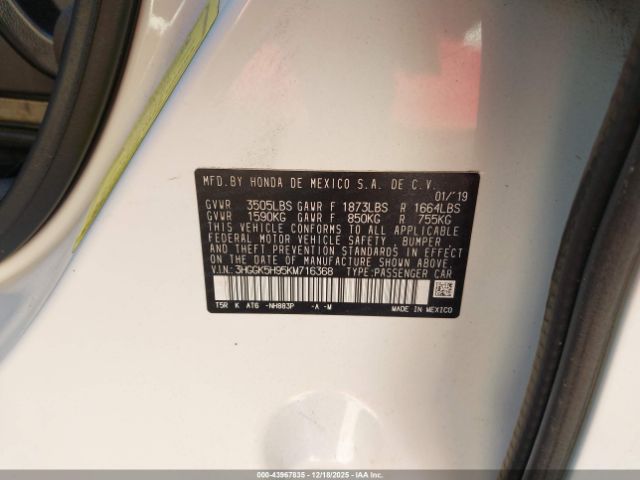 2019 HONDA FIT 3HGGK5H95KM716368 Photo 8
