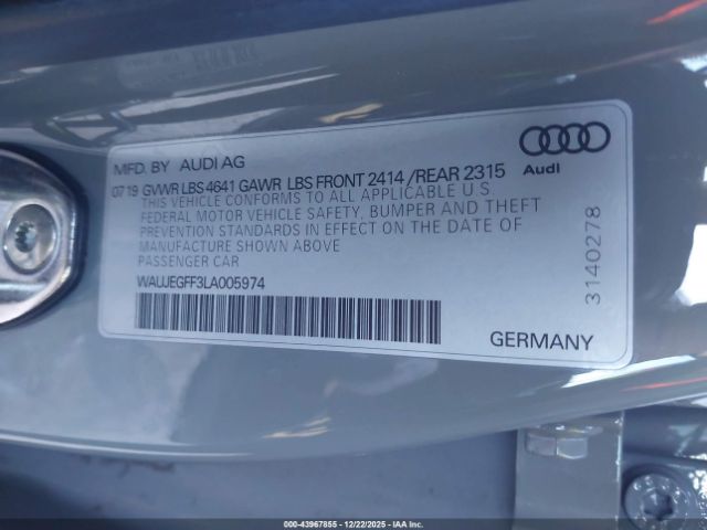 2020 AUDI A3 WAUJEGFF3LA005974 Photo 8