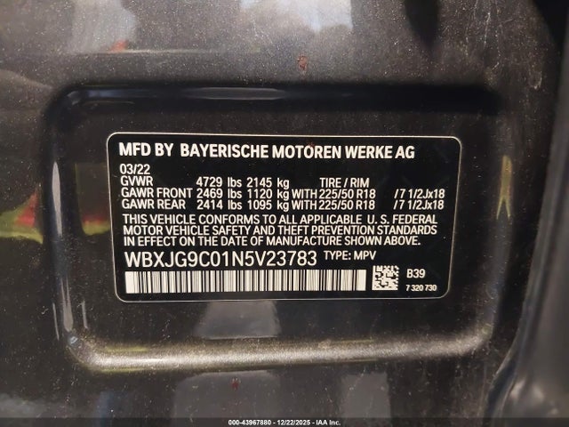 2022 BMW X1 WBXJG9C01N5V23783 Photo 8