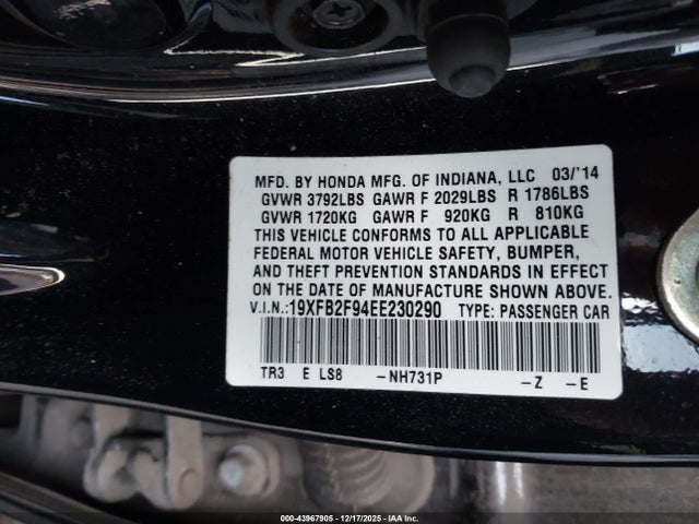Honda Civic Ex-l 2014 19XFB2F94EE230290 Image 9
