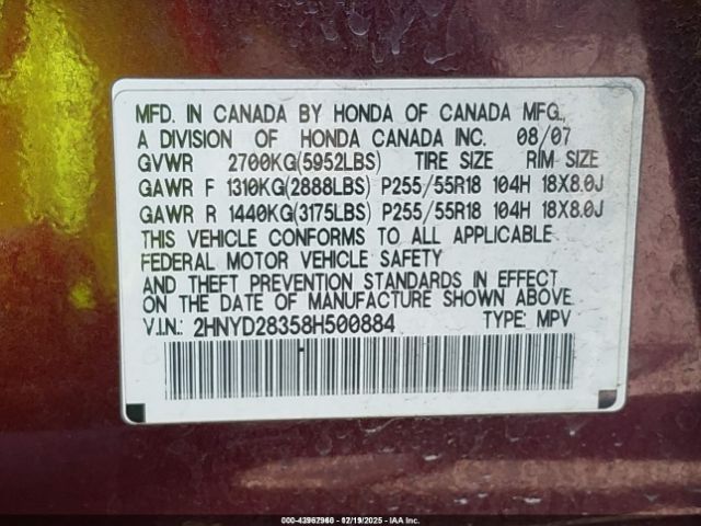 2008 ACURA MDX 2HNYD28358H500884 Photo 8