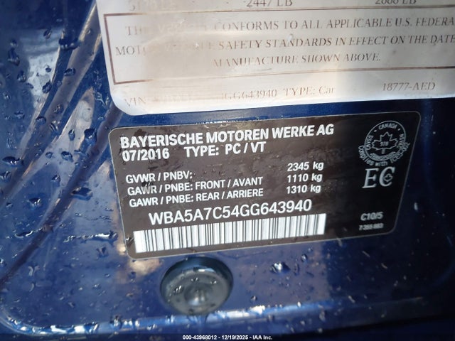 BMW 528i Xdrive 2016 WBA5A7C54GG643940 Image 9