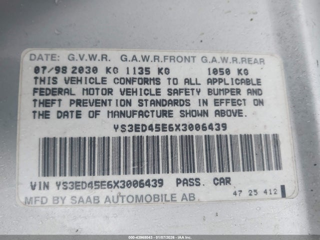 1999 SAAB 9-5 YS3ED45E6X3006439 Photo 8