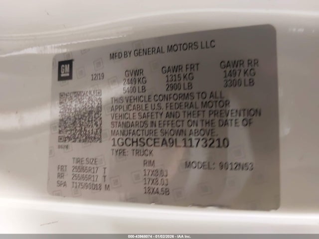 Chevrolet Colorado 2020 1GCHSCEA9L1173210 Image 9