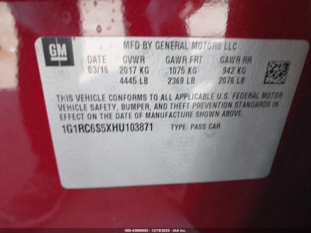 2017 CHEVROLET VOLT 1G1RC6S5XHU103871 Photo 8