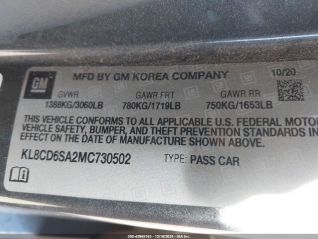 2021 CHEVROLET SPARK KL8CD6SA2MC730502 Photo 8