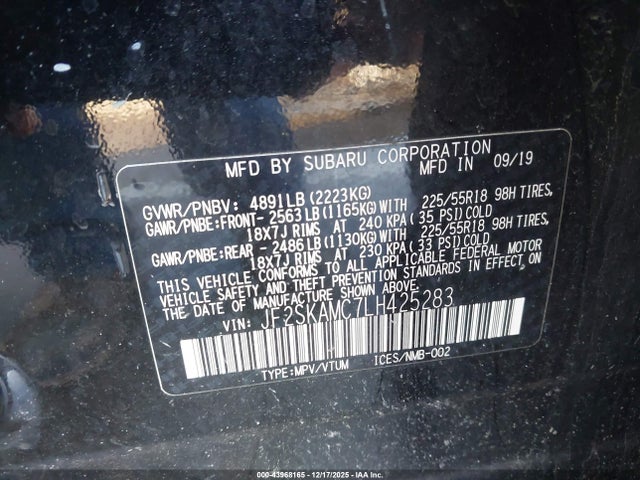 JF2SKAMC7LH425283 Subaru Forester Sport