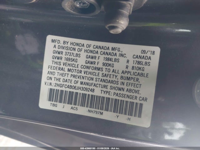 Honda Civic Lx-p 2018 2HGFC4B06JH309248 Image 9
