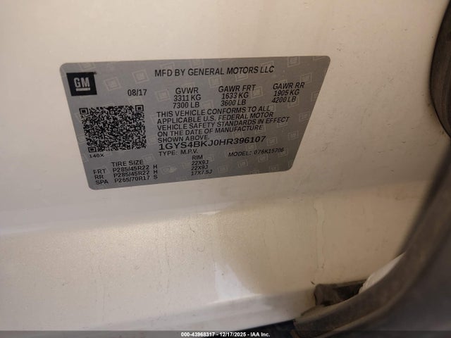 2017 CADILLAC ESCALADE 1GYS4BKJ0HR396107 Photo 8