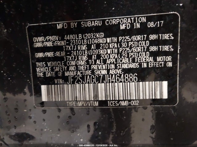 Subaru Forester 2.5i Premium 2018 JF2SJAGC7JH464886 Image 9