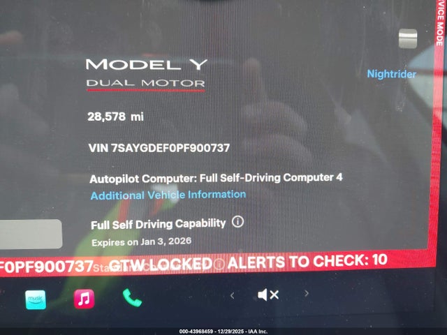 43968459 :رقم المزاد ، 7SAYGDEF0PF900737 vin ، 2023 Tesla Model Y Performance Dual Motor All-wheel Drive مزاد بيع