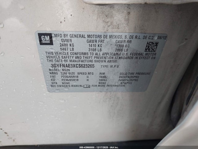 2012 CADILLAC SRX 3GYFNAE3XCS623265 Photo 8