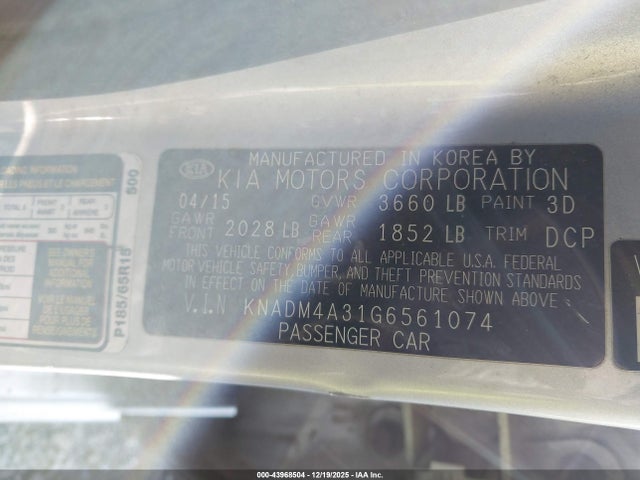 KIA RIO LX 2016 KNADM4A31G6561074 Image 9