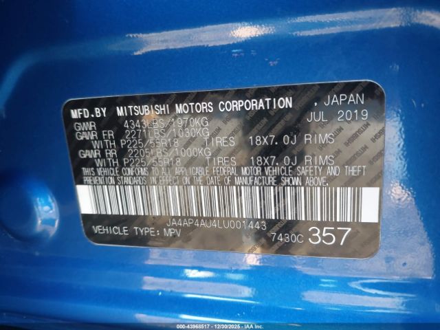 2020 MITSUBISHI OUTLANDER SPORT JA4AP4AU4LU001443 Photo 8