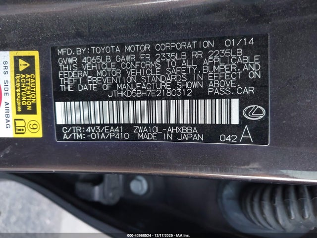 Lexus CT 200H 2014 JTHKD5BH7E2180312 Image 9