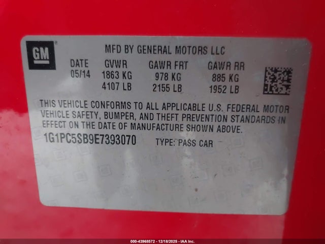 2014 CHEVROLET CRUZE 1G1PC5SB9E7393070 Photo 8