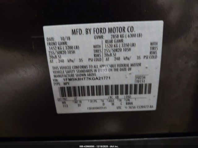 2019 FORD EXPLORER 1FM5K8HT7KGA21771 Photo 8