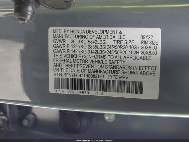 2022 HONDA PILOT 5FNYF6H71NB082190 Photo 8
