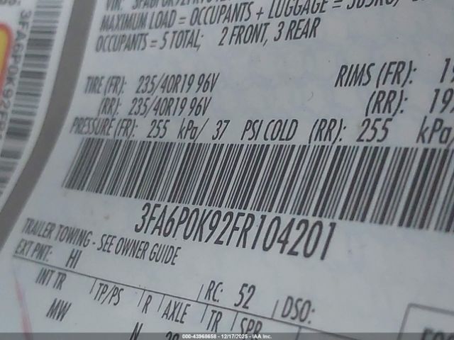 2015 FORD FUSION 3FA6P0K92FR104201 Photo 8