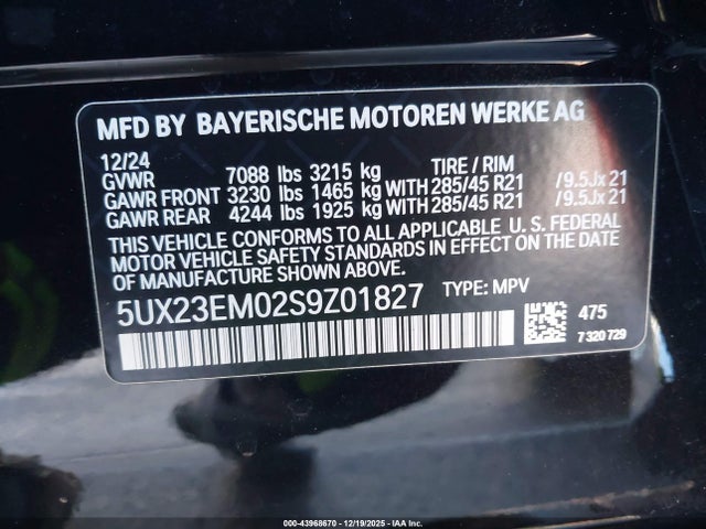 5UX23EM02S9Z01827 BMW X7 Xdrive40i