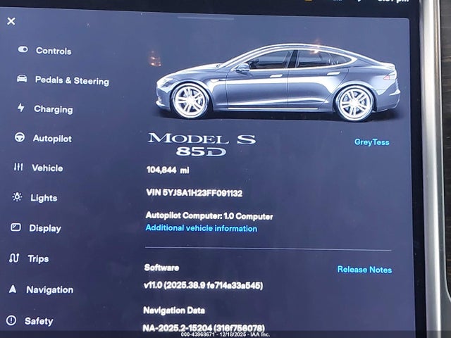 2015 TESLA MODEL S 5YJSA1H23FF091132 Photo 6